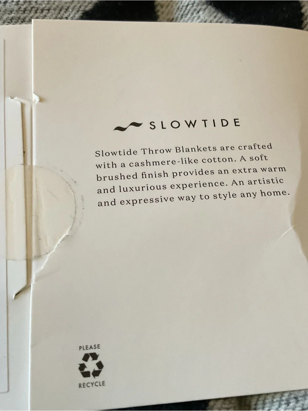 SLOWTIDE BRUSHED COTTON THROW BLANKET GATSBY SQUARE NEW MOON BLACK WHITE NWT